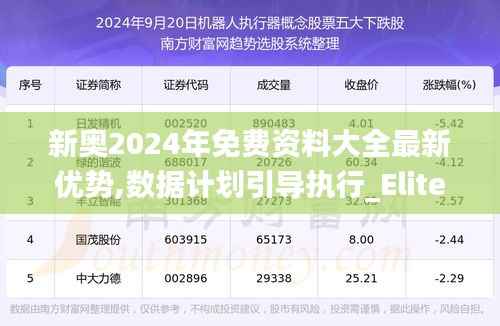 新奥2024年免费资料大全最新优势,数据计划引导执行_Elite3.905