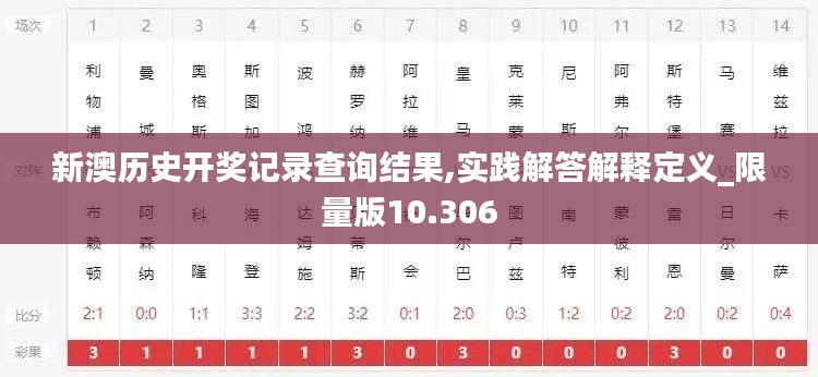 新澳历史开奖记录查询结果,实践解答解释定义_限量版10.306