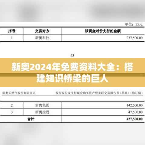 新奥2024年免费资料大全:搭建知识桥梁的巨人