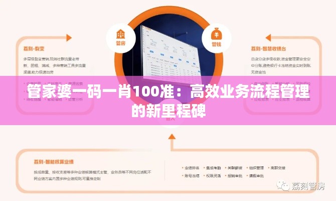 管家婆一码一肖100准:高效业务流程管理的新里程碑