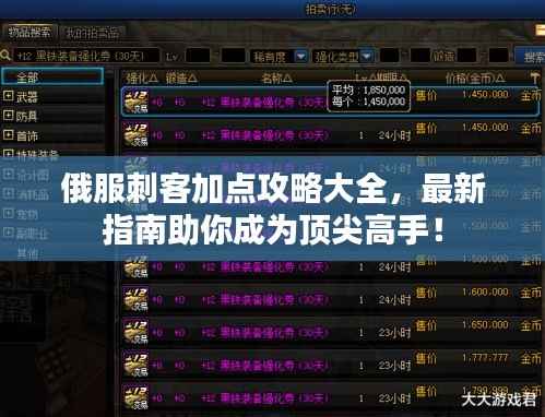 俄服刺客加点攻略大全,最新指南助你成为顶尖高手!