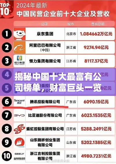揭秘中国十大最富有公司榜单,财富巨头一览无遗!